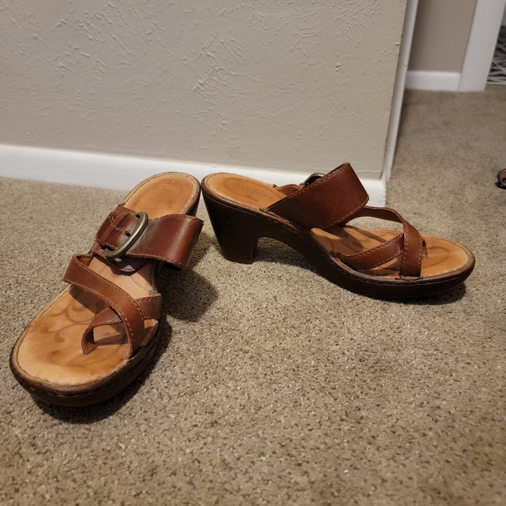 Brown Leather Women's Heeled Sandals